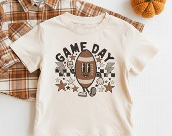 Game Day Toddler Shirt - Retro Fall Kids Shirt - Cute Football Natural Toddler Tee
