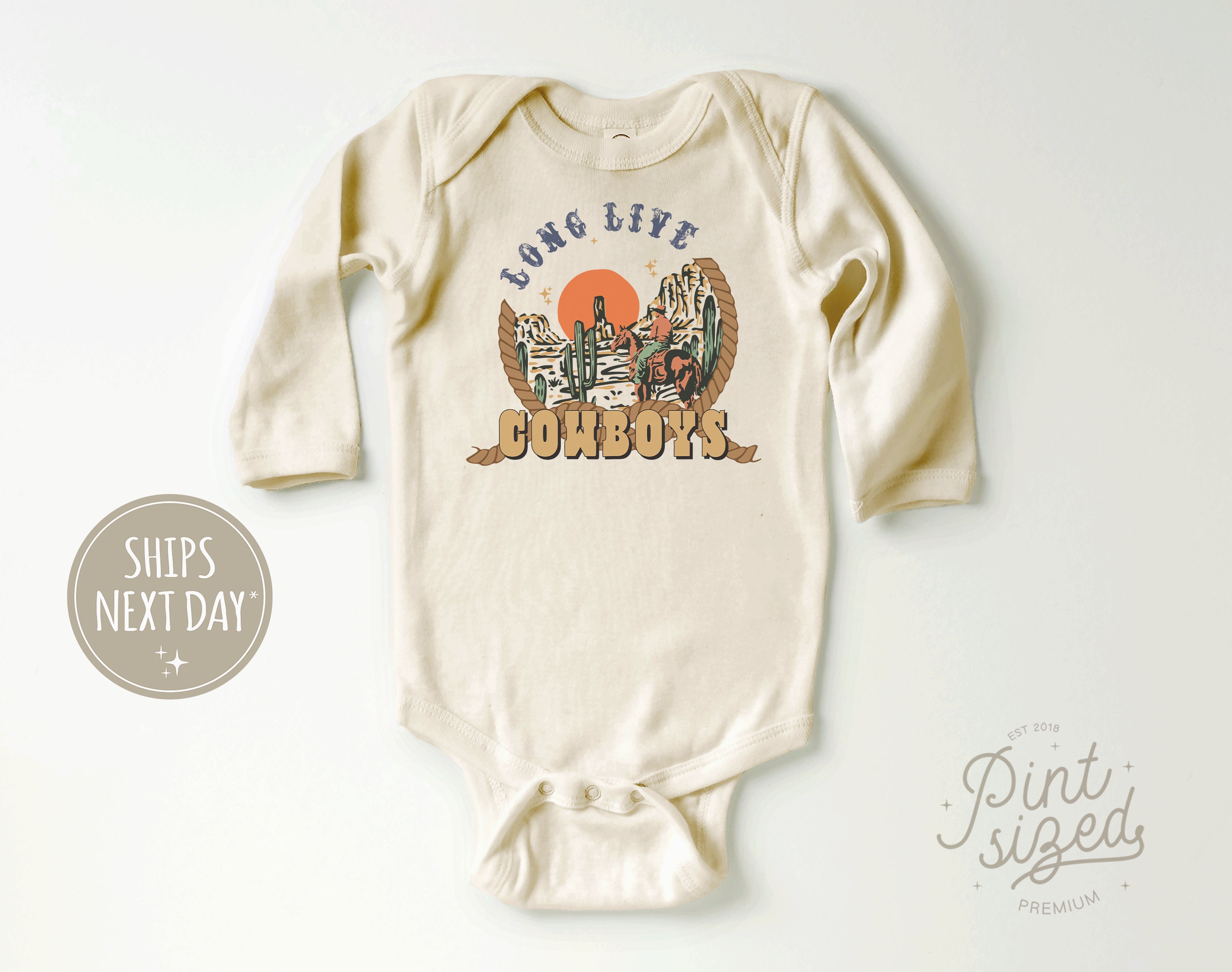 Discover Long Live Cowboys Onesie - Vintage Western Bodysuit - Retro Desert Baby Onesie