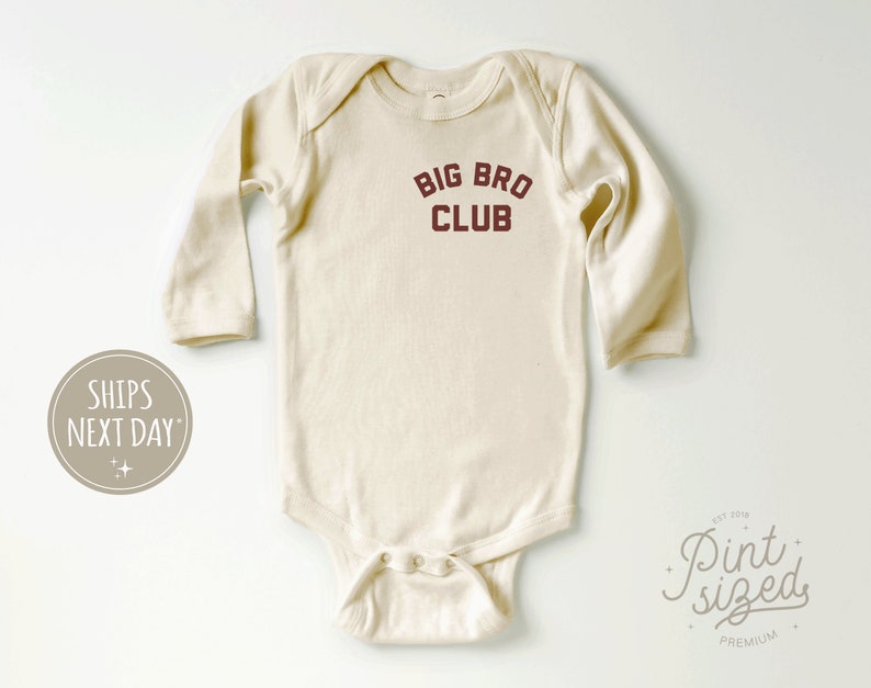 Big Bro Toddler Shirt Big Bro Club Toddler Shirt Cute Vintage Kids Shirt Natural Big Brother Toddler Tee Long Sleeve Natural Onesie