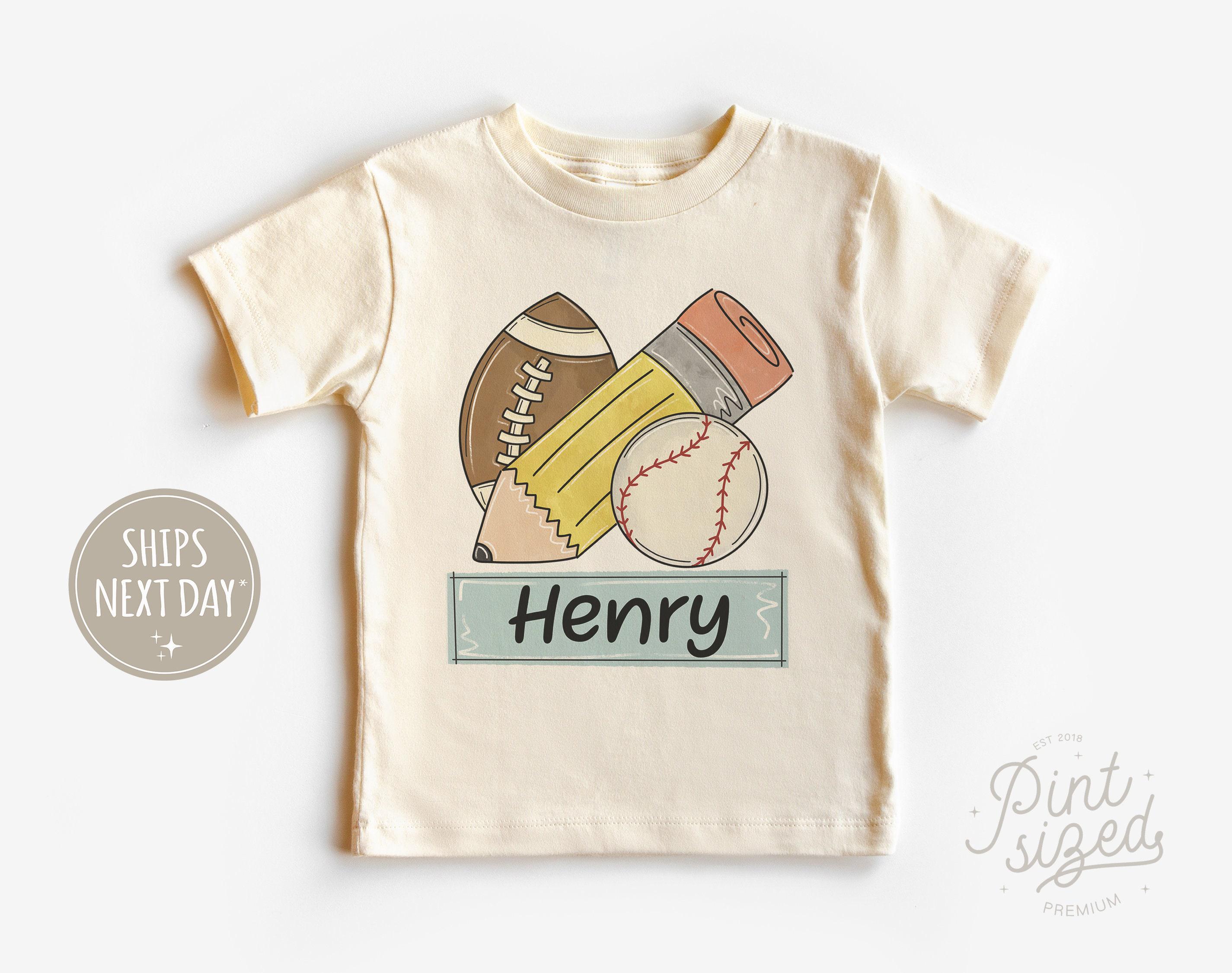 Back to School Boys Name Shirt - Personalized School Sports Kids Tee - First Day of School Natural Shirt