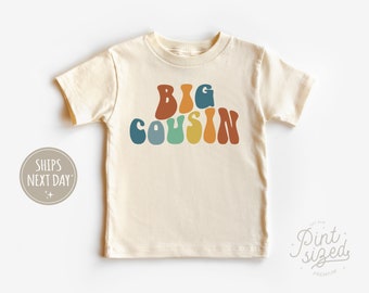 Big Cousin Toddler Shirt - Retro Boys Shirt - Matching Cousin Natural Toddler Tee