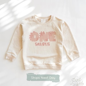 Girl First Birthday Dinosaur Sweatshirt One Saurus Toddler Shirt Dinosaur 1st Birthday Kids Tee Boho Birthday Natural Shirt