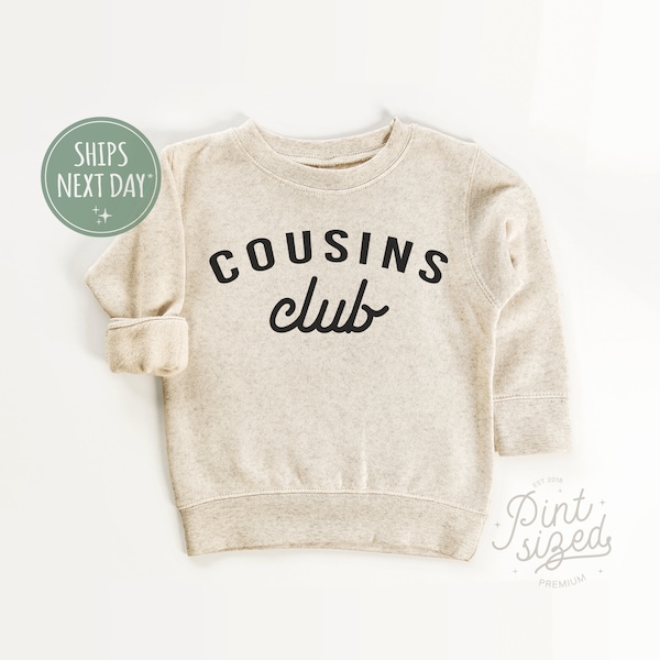 Cousin Club Toddler Sweatshirt - Retro Pullover - Cousin Natural Kids Crew Neck