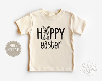 Chemise enfant Joyeuses Pâques - T-shirt de Pâques minimaliste - Chemise enfant lapin naturel