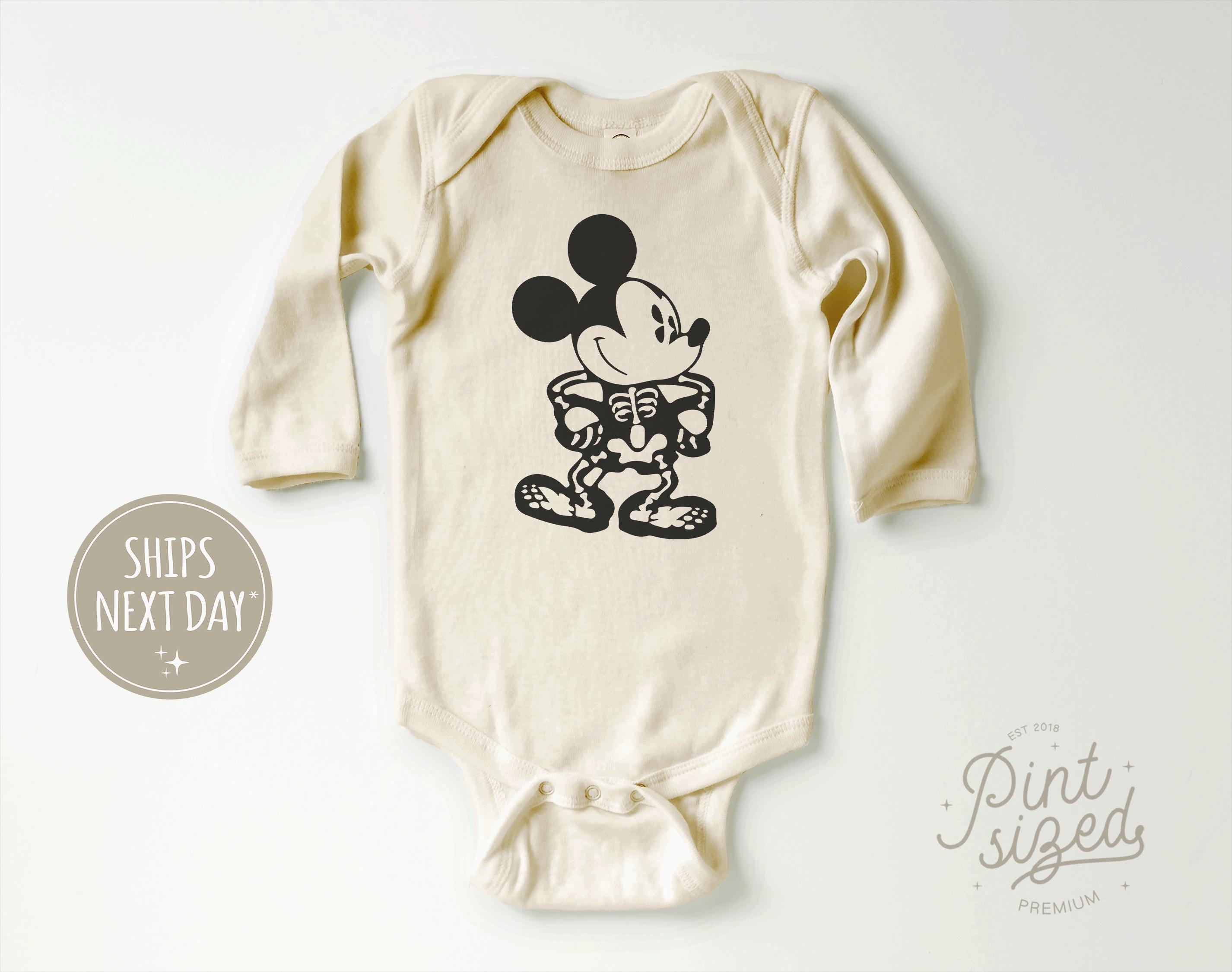 Halloween Mouse Skeleton Onesies® Bodysuit - Mouse Halloween Bodysuit - Steampunk Willie Halloween - Natural Baby Bodysuit