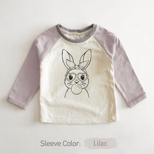 Easter Bunny Toddler Raglan - Girls Easter Tee - Hipster Natural Kids Shirt