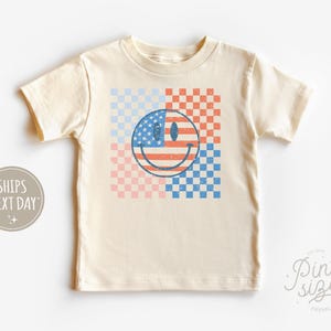Retro Patriotic Toddler Shirt - Smiley Face Shirt - Vintage Fourth of July Kids Shirt