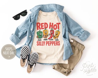 Red Hot Silly Peppers Sweatshirt Toddler Funny Kids Tee Chili Pepper Pun Natural Shirt