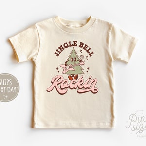 Jingle Bell Rockin' Toddler Shirt - Vintage Christmas Kids Shirt - Cute Holiday Natural Toddler Tee