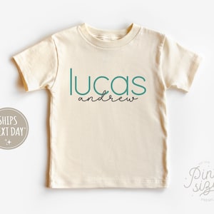 Personalized Boys Name Toddler Shirt - Cute Custom Natural Kids Shirt