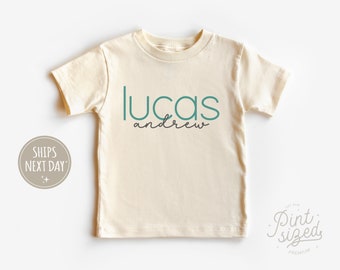 Personalized Boys Name Toddler Shirt - Cute Custom Natural Kids Shirt