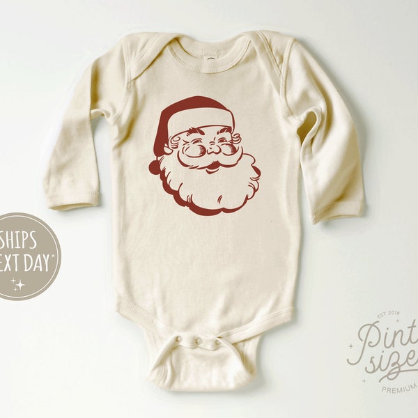 Retro Santa Onesie® - Cute Christmas Bodysuit - Holiday Natural Baby Onesie®