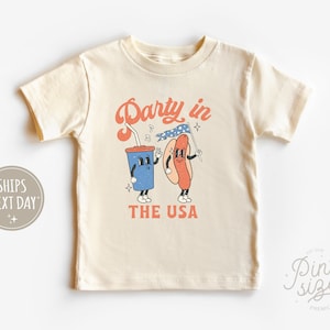 Retro 4th Of July Toddler Shirt® - Party in the USA Kids Shirt - Patriotic Natural Kids Tee