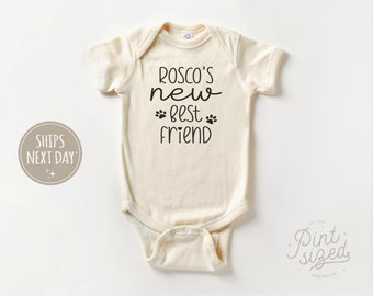 Dogs Best Friend Baby Onesie® - New Baby Personalized Bodysuit - Cute Natural Custom Onesie®