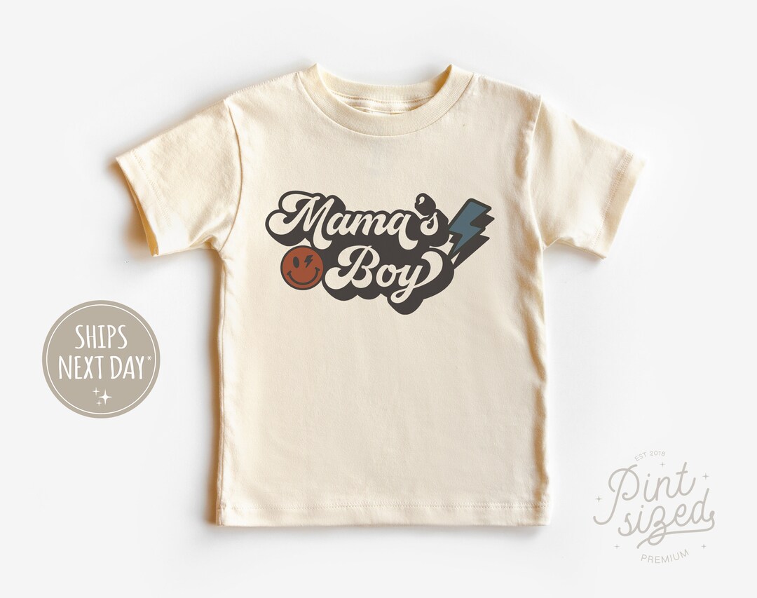 Mama's Boy Toddler Shirt Cute Boys Kids Shirt Retro Natural Toddler Tee