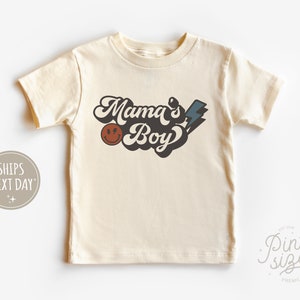 Mama's Boy Toddler Shirt - Cute Boys Kids Shirt - Retro Natural Toddler Tee