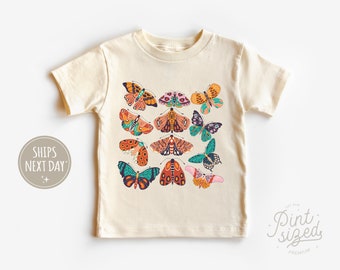 Boho Moth Toddler Shirt - Butterfly Tee - Spring Natural Kids Shirt