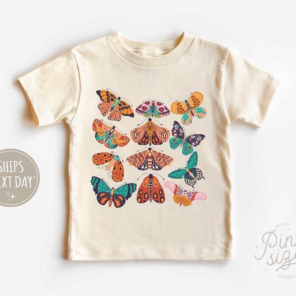 Boho Moth Toddler Shirt - Butterfly Tee - Spring Natural Kids Shirt