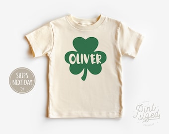 Chemise enfant personnalisée Saint-Patrick - T-shirt enfant trèfle mignon - Chemise irlandaise personnalisée pour garçons