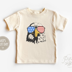 Patriotic Eagle Toddler Shirt - Boys America Natural Tee - 4th of July Kids Shirt