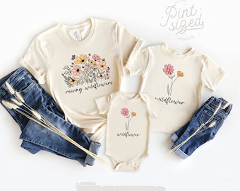 Mama and Baby Shirt Set - Raising Wildflowers - Mommy and Me Toddler Tee - Mommy and Daughter Matching Set - New Mom Shirt