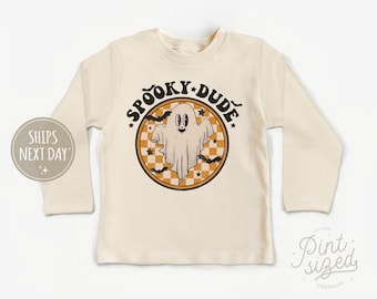 Spooky Dude Toddler Shirt - Retro Boys Halloween Kids Tee - Cute Natural Fall Toddler Tee