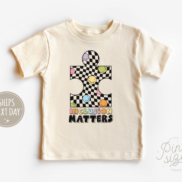 Inclusion Matters Toddler Shirt - Cute Autism Kids Tee - Retro Puzzle Piece Shirt