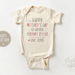 Happy Mothers Day Baby Onesie® - Personalized First Mothers Day Natural Bodysuit - Best Mom Ever Mothers Day Onesie®