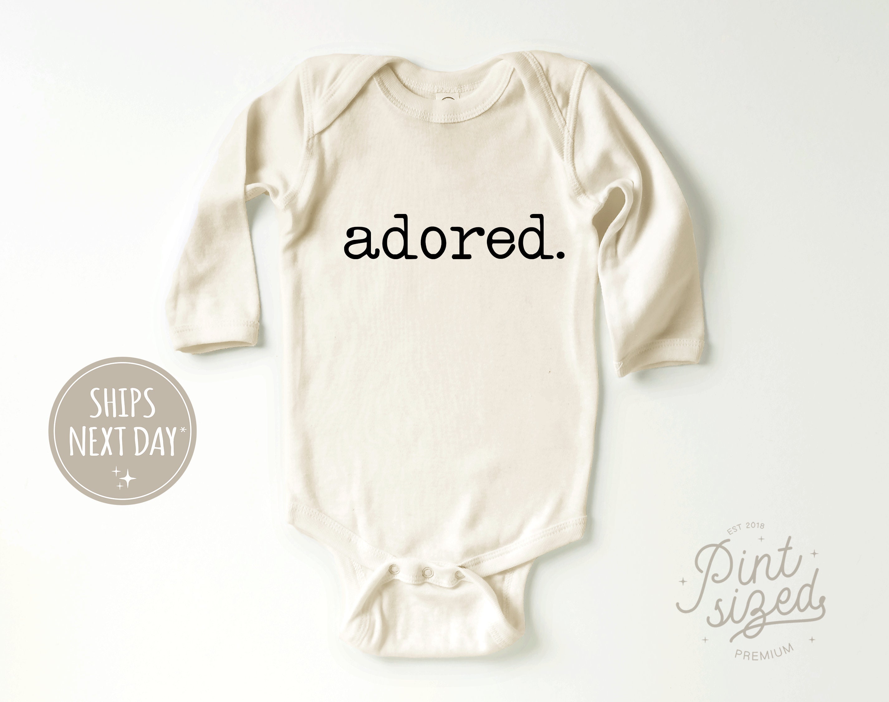 Discover Adored Baby Onesie - Vintage Bodysuit - Cute Natural Baby Onesie