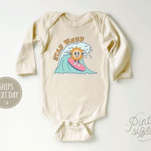 Stay Wavy Toddler Shirt - Retro Girls Summer Shirt - Cute Surfing Natural Kids Tee image 3