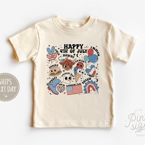 Happy Fourth of July Toddler Shirt - Retro Patriotic Kids Tee - 4th of July Natural Kids Shirt