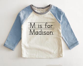 Personalized Kids Back To School Shirt - Letter Is For Name Toddler Shirt - Natural Personalized Toddler Tee - First Day Of School Shirt