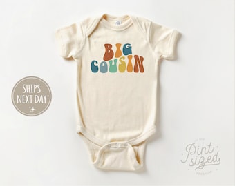 Big Cousin Baby Onesie® - Boys Retro Bodysuit - Matching Cousin Natural Onesie®