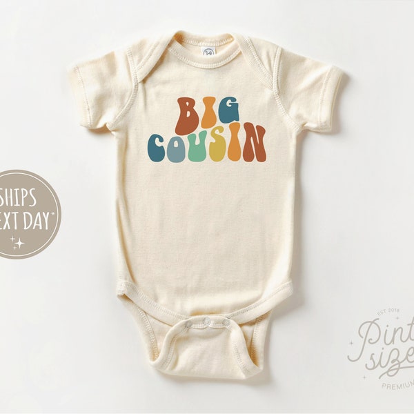 Big Cousin Baby Onesie® - Boys Retro Bodysuit - Matching Cousin Natural Onesie®