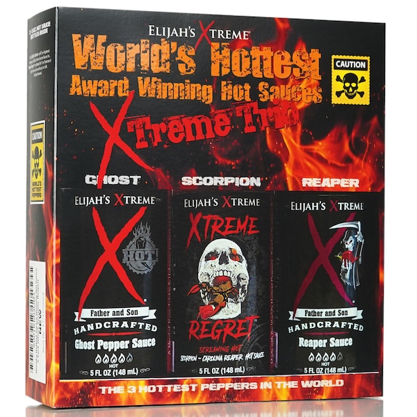 World's Hottest Xtreme Trio Hot Sauce - Elijah's Xtreme Handcrafted Award Winning 3 Pack Hot Sauce Gift Set