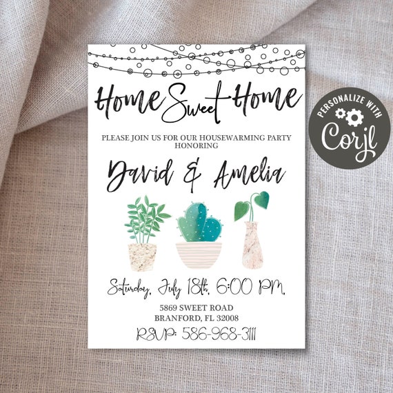 Editable Home Sweet Home Invitation Housewarming Party Etsy