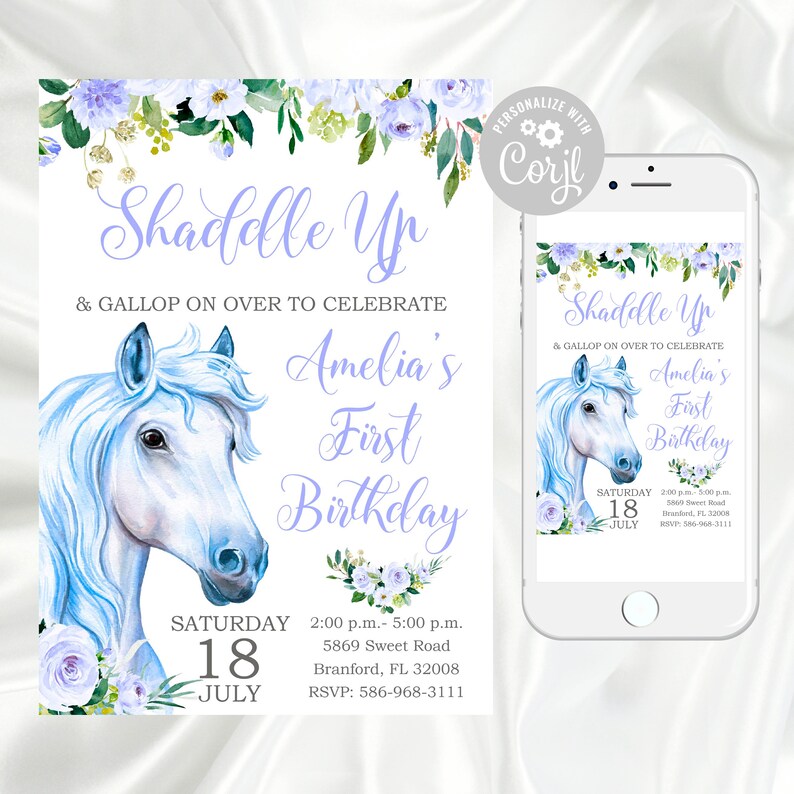 Editable Horse Birthday Party Invitation Printable Horse Etsy