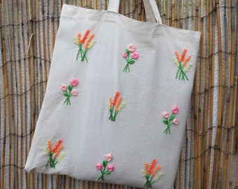 Kit de broderie - tote bag fleuri