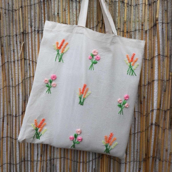 Kit de broderie - tote bag fleuri