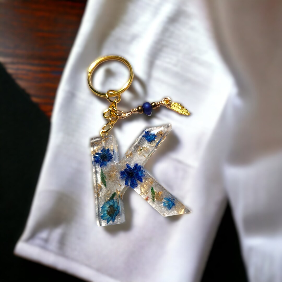 Key Chain K Personalized Resin Initial Keychain: Letter