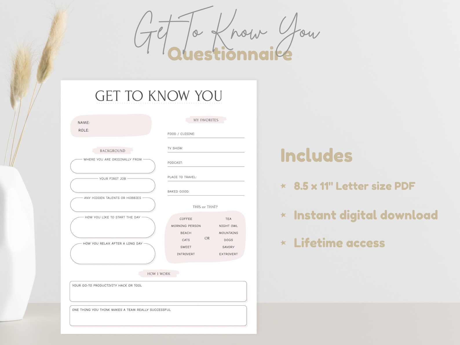 Team Building Get to Know Your Staff Questionnaire Printable Team ...