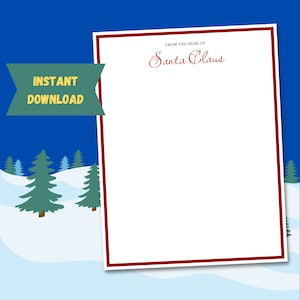 Desde el escritorio de Papá Noel / Membrete de Papá Noel / Papelería imprimible de Papá Noel / Correo de Papá Noel / Plantilla navideña / Descarga instantánea en PDF