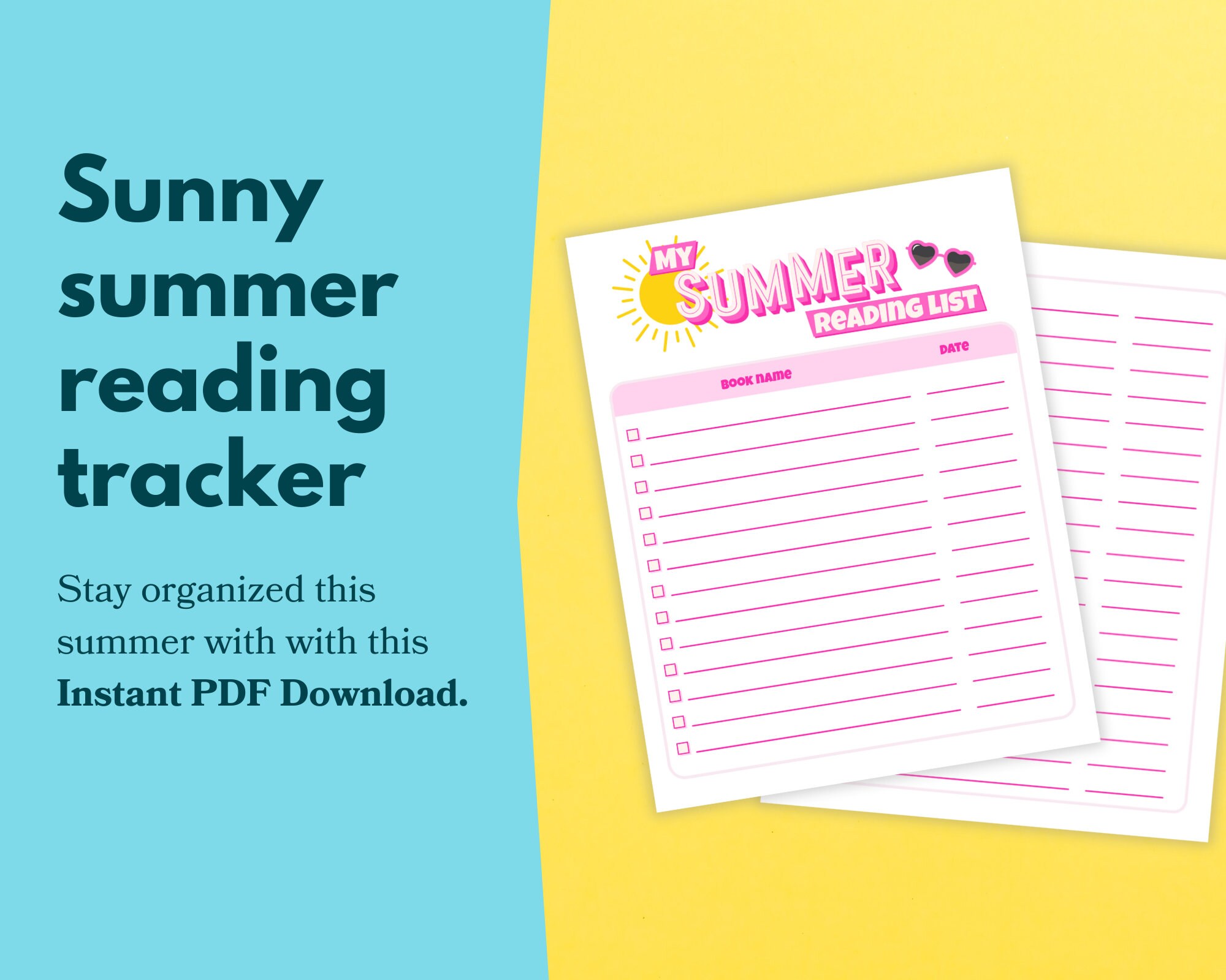 Reading Tracker Summer Organizer Teen Girl Summer Book Log Kids Summer ...