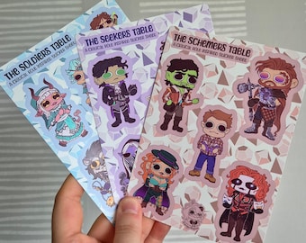 Hojas de pegatinas de la campaña 4 de Critical Role (Intrigadores, Buscadores y Soldados)