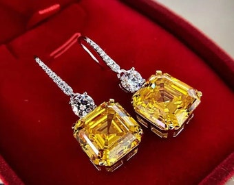 Exquisite Citrine Dangle Earrings 925 Silver Plated Ear Jewelry For Women Bridal Wedding Jewelry