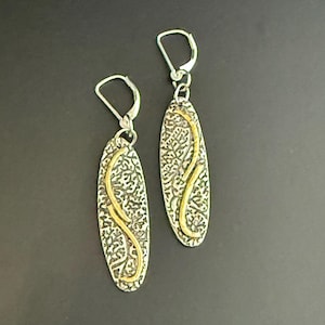 Handmade Fine Silver Earrings with 24K Gold Accents – Elegant Dangle Design