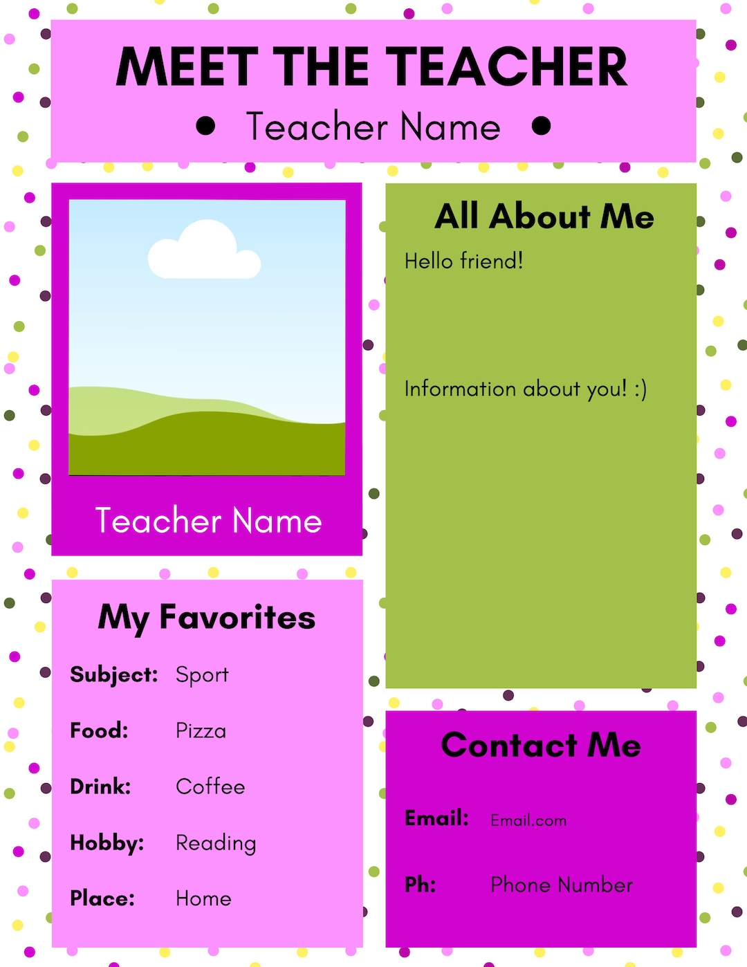 Teacher Template About Me Etsy Teacher Template About Me Etsy