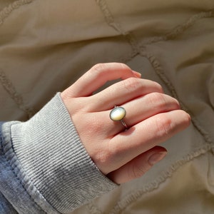 Adjustable stainless steel ring natural stones image 2