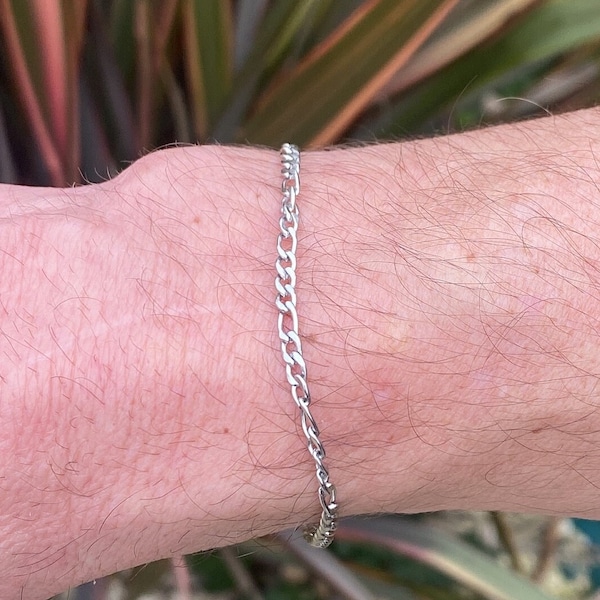 Bracelet chaîne argentée, acier inoxydable