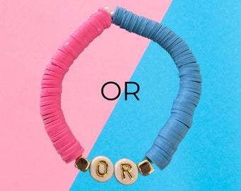 Gender Reveal Clay Bead Bracelet